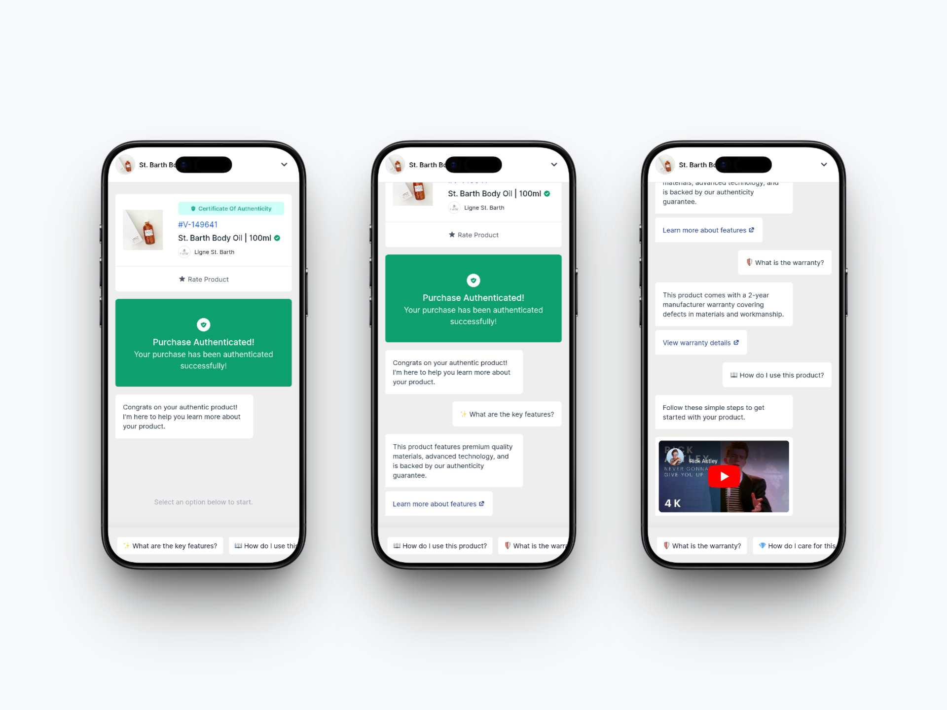 Welcome message, preset questions & responses