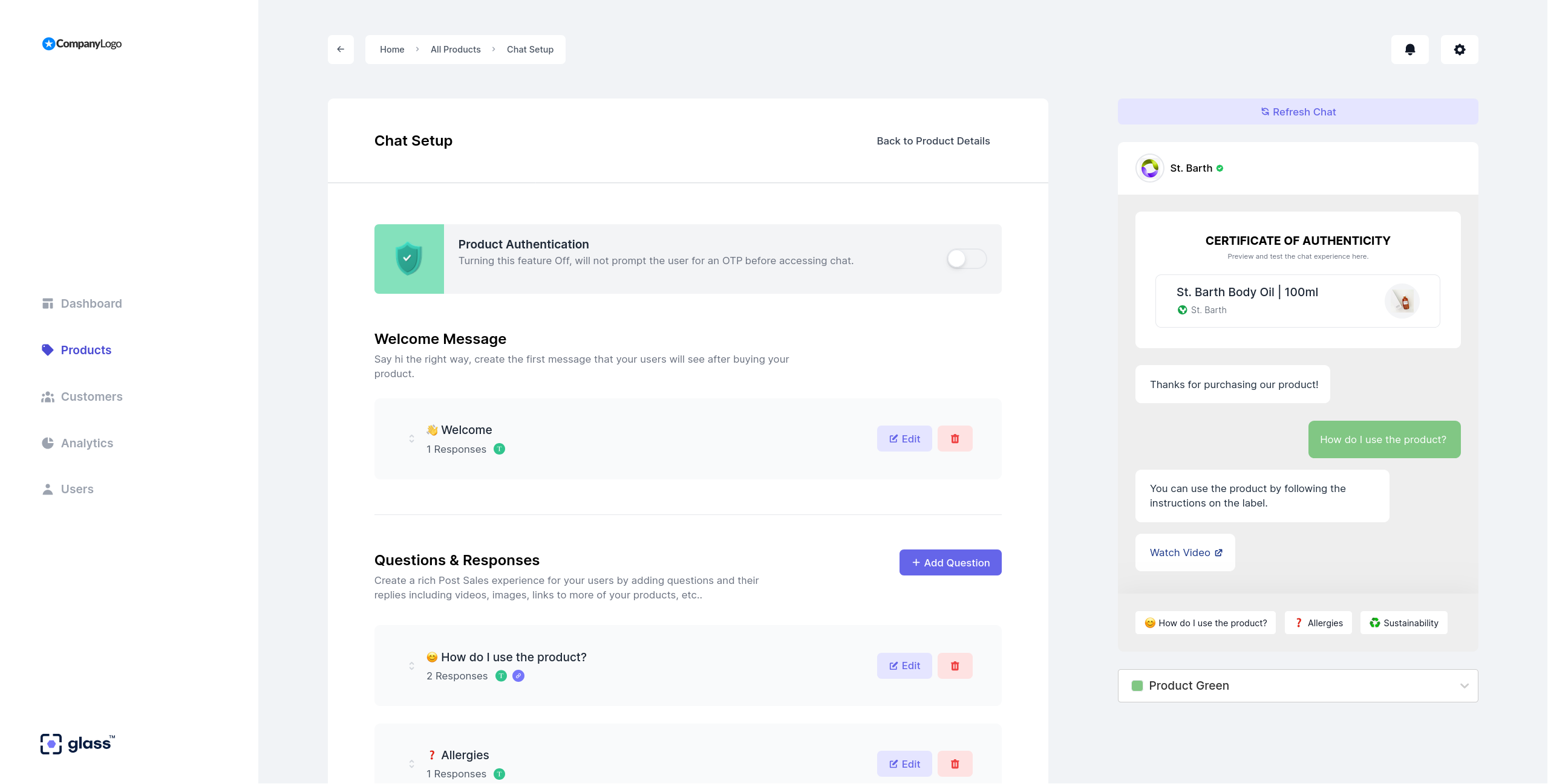 Interactively create welcome messages and questions